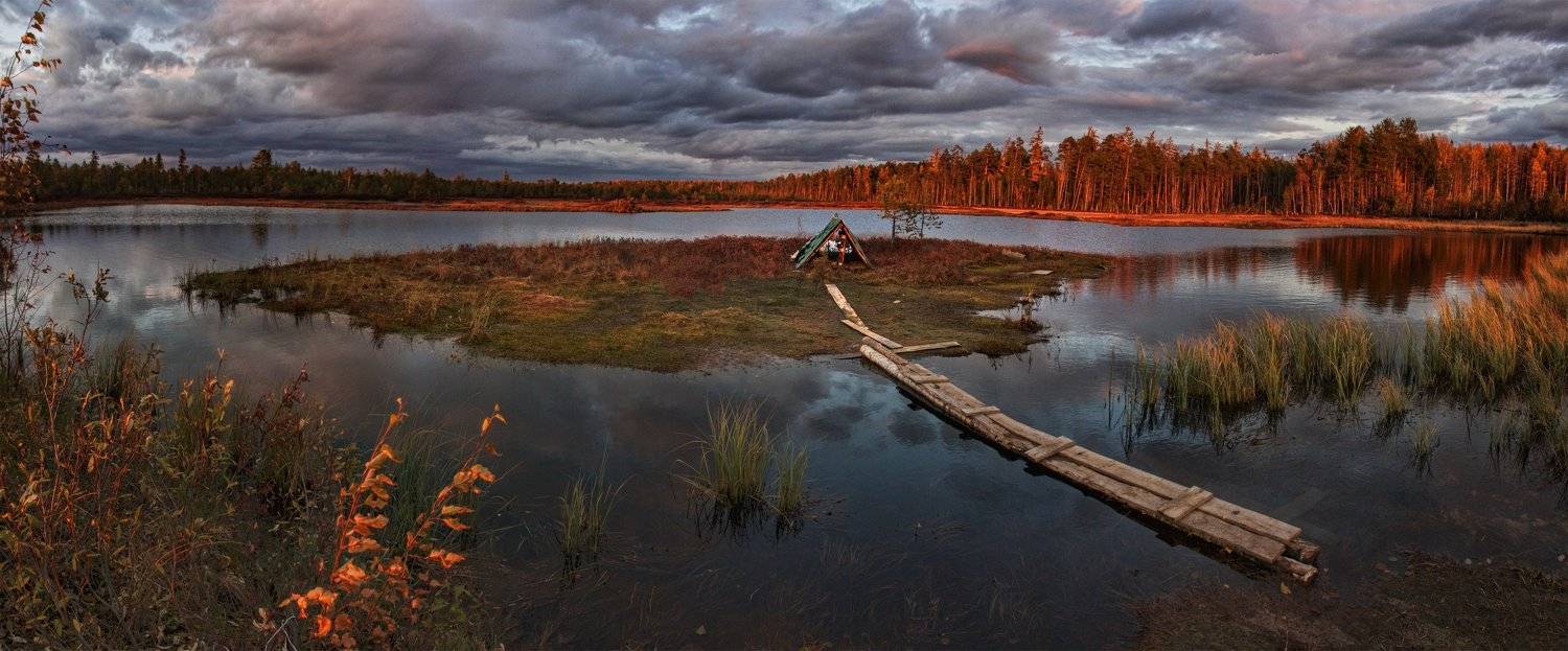 закат, озеро окунево, осень, югра,, Татьяна