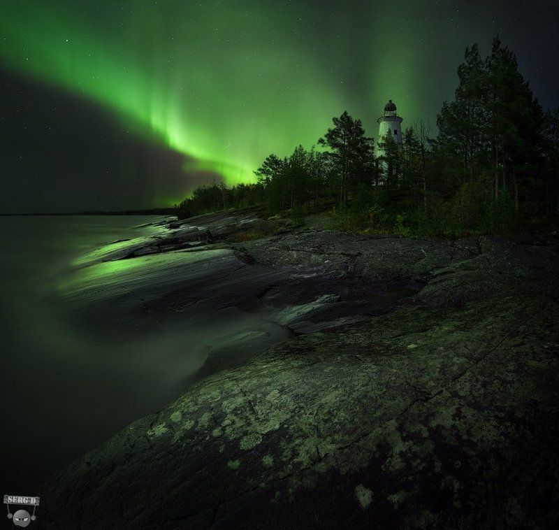 Маяк на мысу Бесов нос, Онежское озеро фото превью