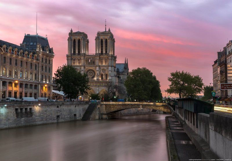 Нотр-Дам, Нотр-Дам де Пари, утро, Париж, Франция, Notre-Dame de Paris, morning, Paris, France, романов Нотр-Дам де Пари утром фото превью