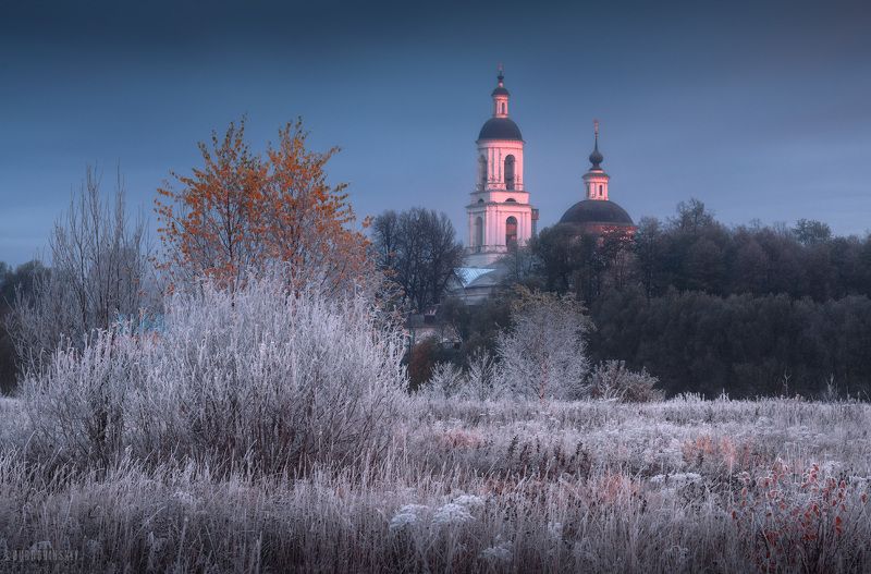 филипповское, владимирская область, храм, иней, мороз, осень, краски Филипповское фото превью