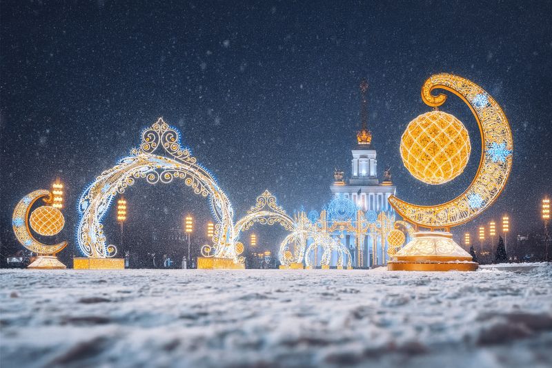 зима, москва, вднх, новогодние декорации, иллюминация, снег, moscow, winter, new year Зима на ВДНХ фото превью
