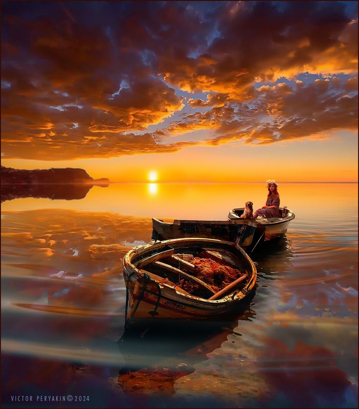 Теплый закат фото превью