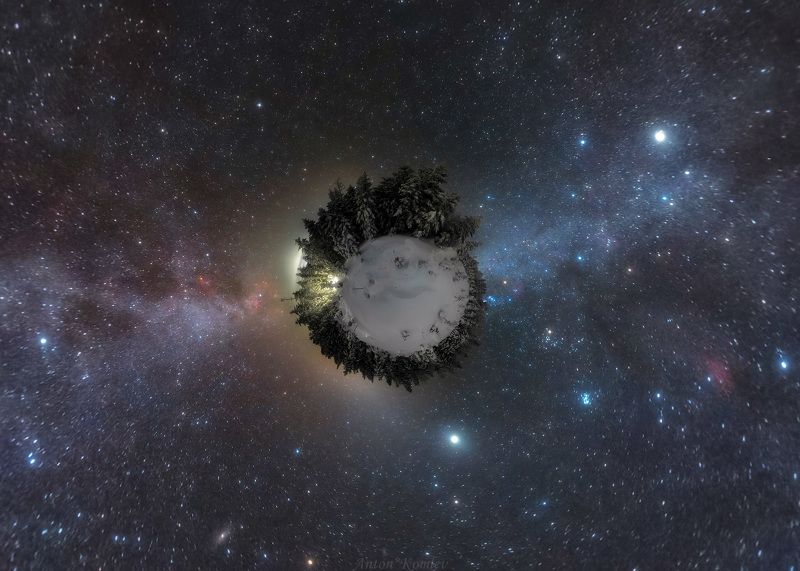 приморье, зима, ночь, звезды, снег, елки Планета Зима фото превью