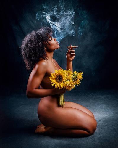 Woman smoking tobacco