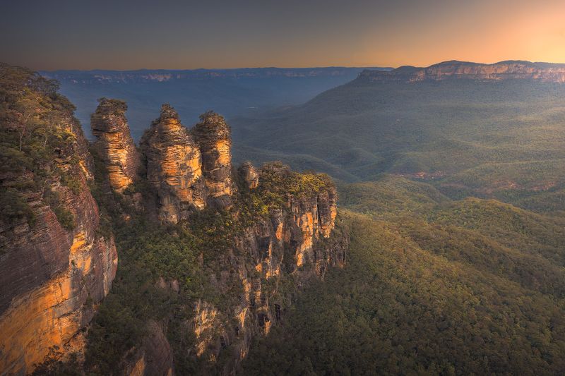 Australia, blue mountains, three sisters, landscape, outdoor, sunset The Three Sisters фото превью