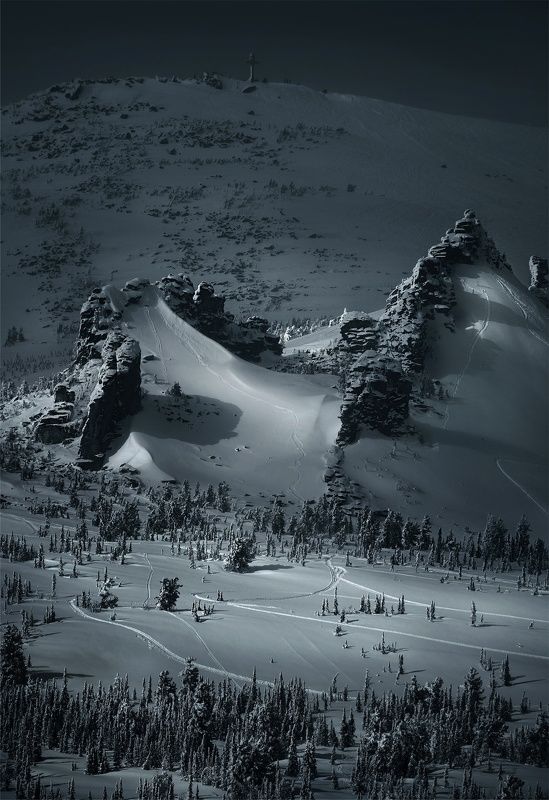 сибирь, шерегеш, верблюды, горы, снег, мороз, пейзаж На \