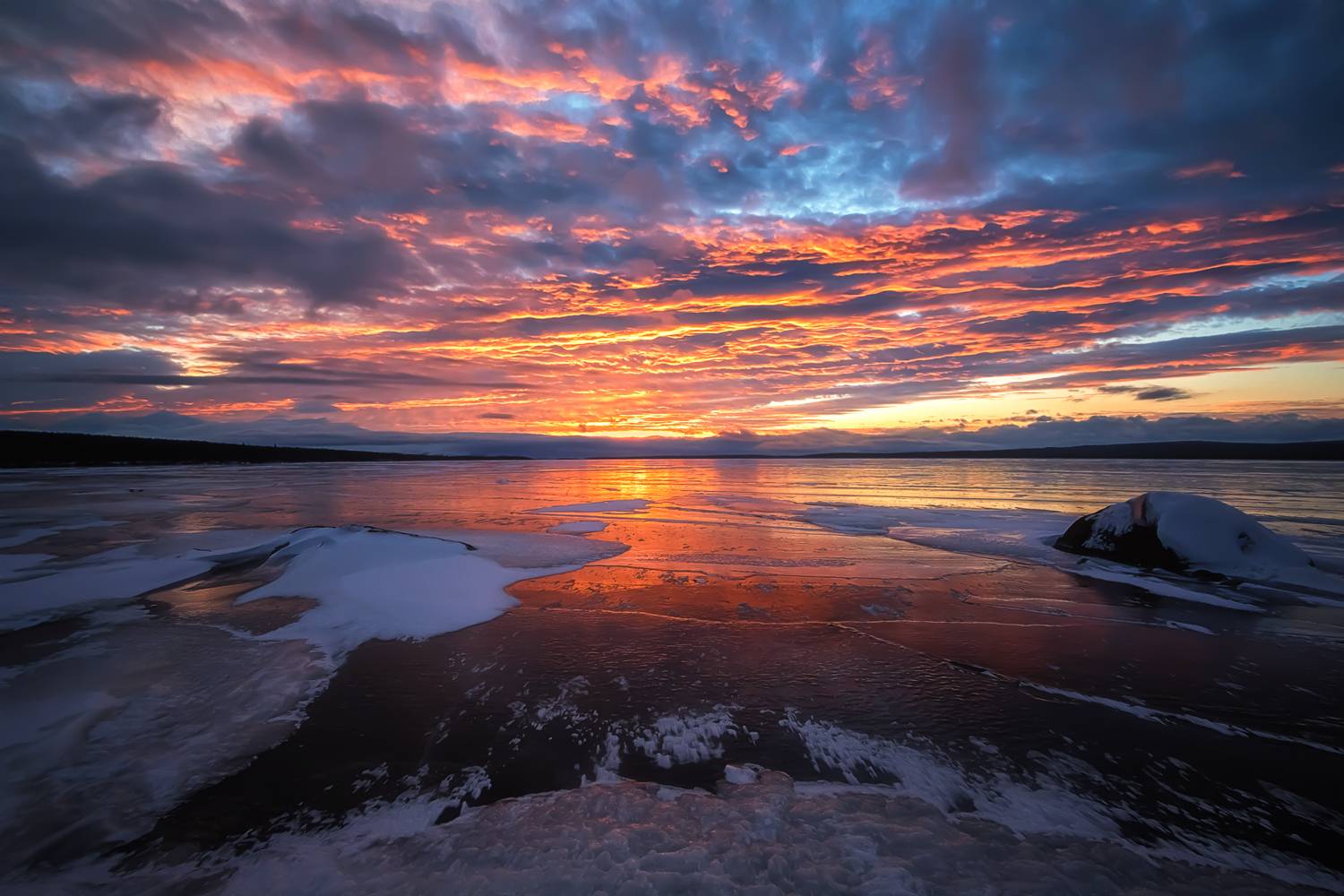 кольский, имандра, закат, зима, Тихонов Сергей