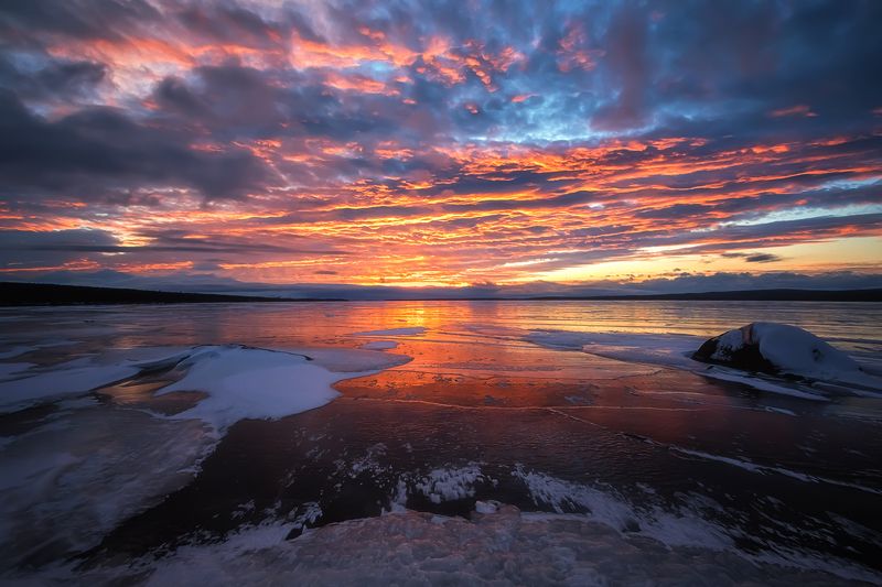 Зимний закат на Имандре. фото превью