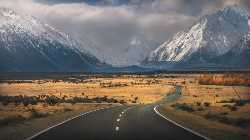 New Zealand, landscape, outdoors, mount aoraki, travel Winding Mountain Road  фото превью