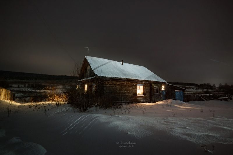 деревня, зима, ночь Новогодняя ночь в Медведево фото превью