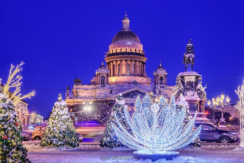 санкт-петербург, исаакиевский собор, новый год Новогодний Исаакиевский собор фото превью