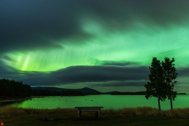 лувеньга аврора сияние озеро горы Лувеньга фото превью