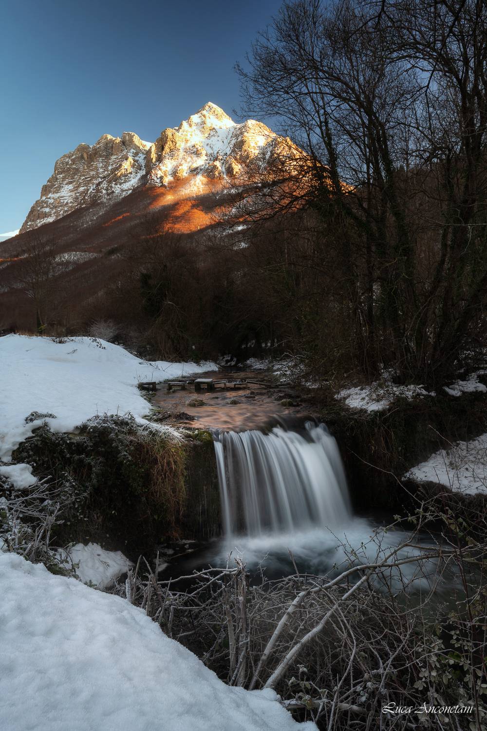 ussita italy landscape nature waterfall snow winter, Anconetani Luca