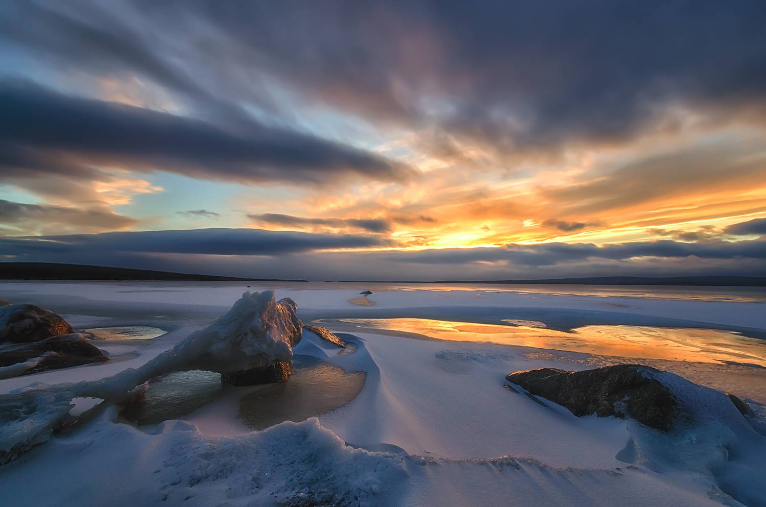 кольский имандра зима закат, Тихонов Сергей