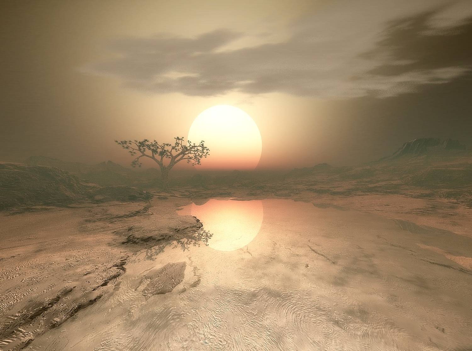 пейзаж, природа, африка, горы, речка, небо, солнце, облака, DX