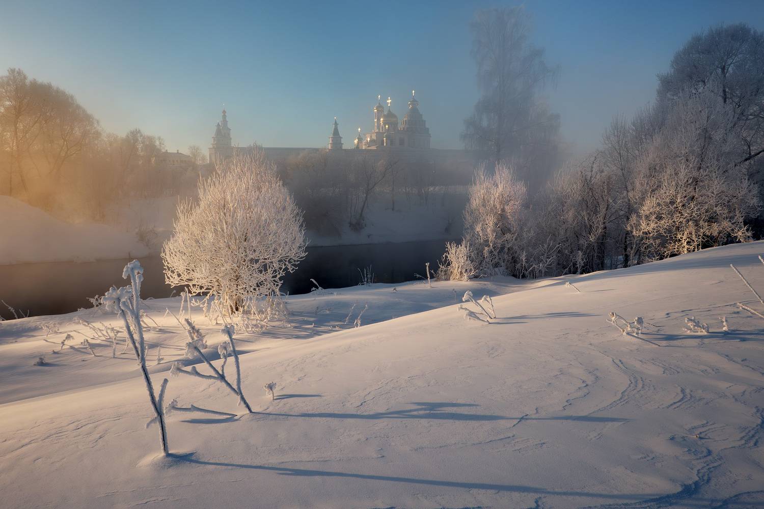 новый иерусалим, река истра, зима, мороз, иней, туман, Медведев Александр