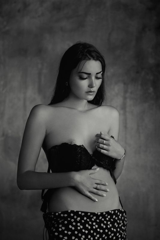 девушка, модель, ню Ч/Б фото превью