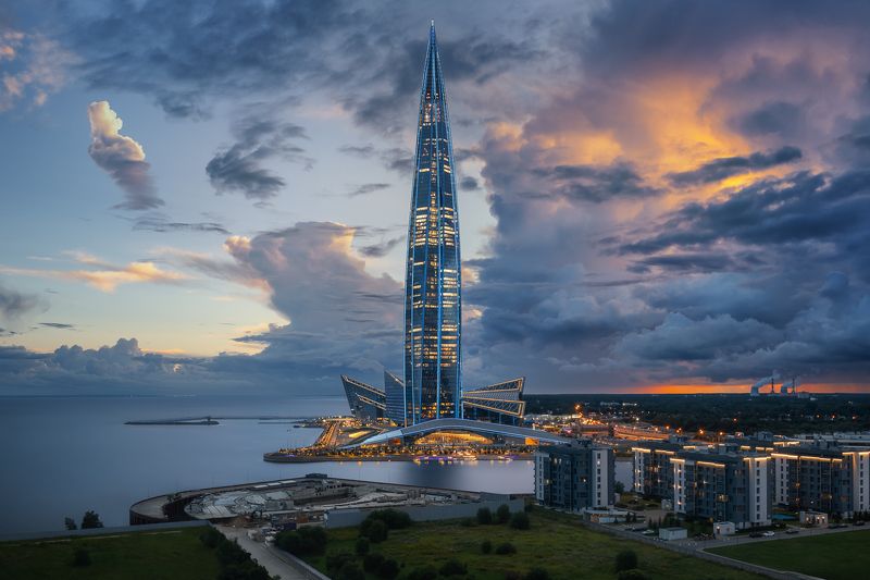 лахтацентр, лахта, лахта-центр, lakhta, архитектура, город, питер, петербург Лахта-центр на закате фото превью