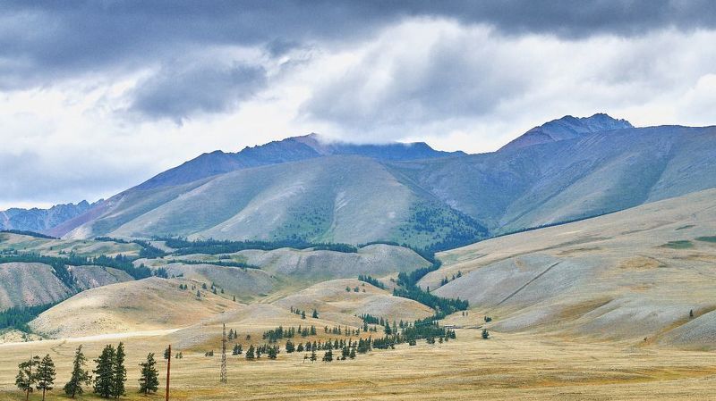 пейзаж, облака, горы, Горный Алтай  Пасмурно  фото превью