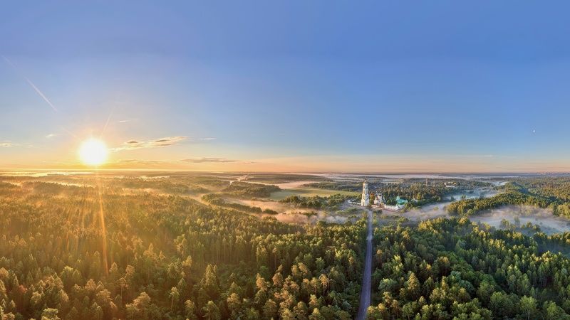 природа пейзаж восход солнце туман Солнце встало над землей фото превью