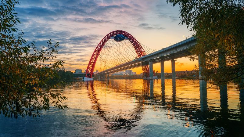 москва, живописный мост, закат, moscow, sunset Осеннее мгновение фото превью