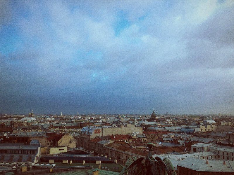 СПб, небо, пейзаж, Питер, зима, настроение, полёт небо над городом фото превью