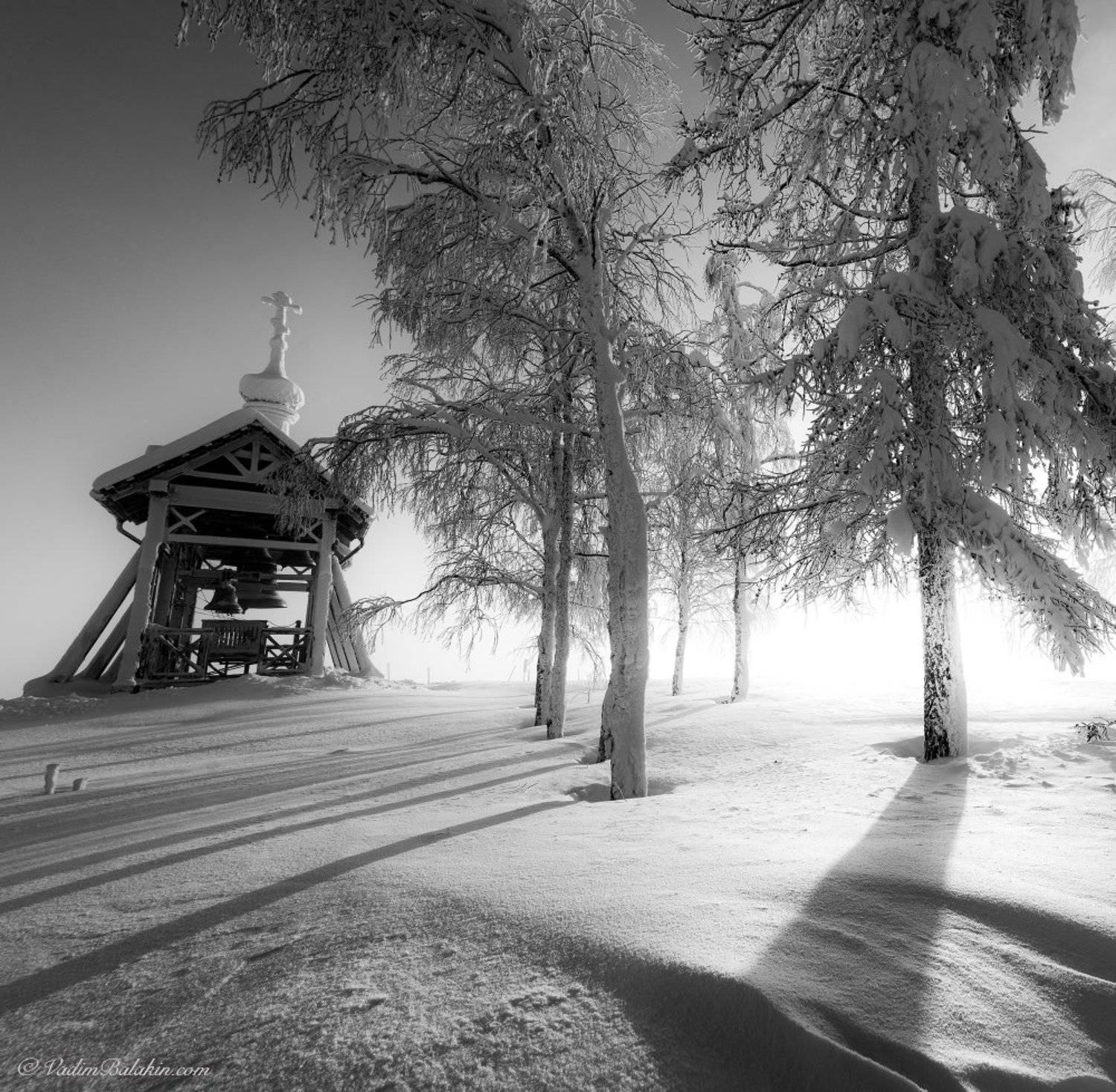 Белогорский монастырь, Зима, Зимний пейзаж, Мороз, Пейзаж, Россия, Русская зима, Русский пейзаж, Урал, Чб, Черно-белый пейзаж, Вадим Балакин