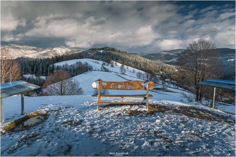 polska, zima, ławeczka, góry *** фото превью