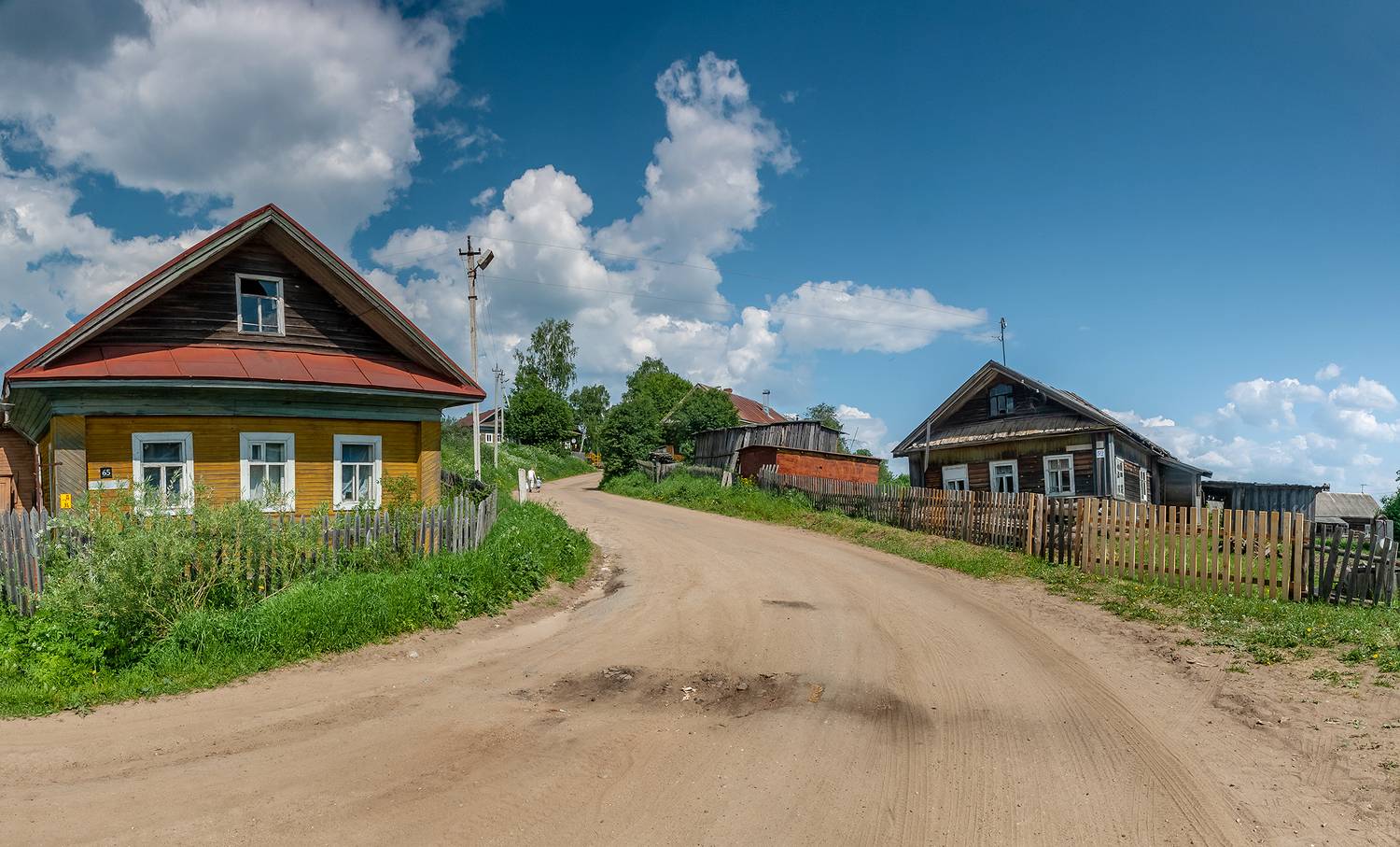 деревня, дома, дорога, склон, спуск., Анкудинов Леонид