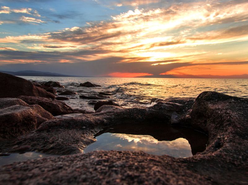 закат пейзаж природа Озеро Исыкууль фото превью