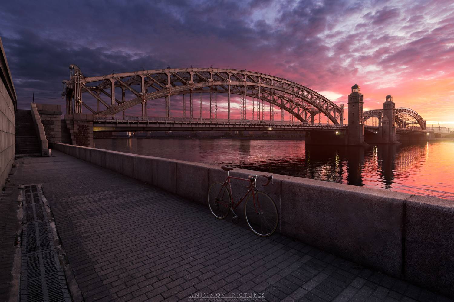 рассвет, мост, санкт-петербург, Dmitriy Anisimov