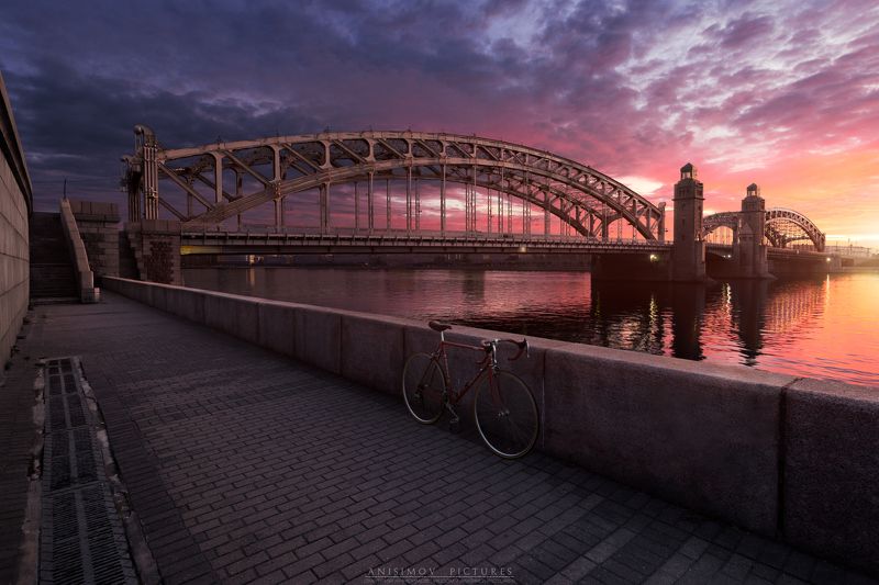рассвет, мост, санкт-петербург Утро на Синопской набережной фото превью