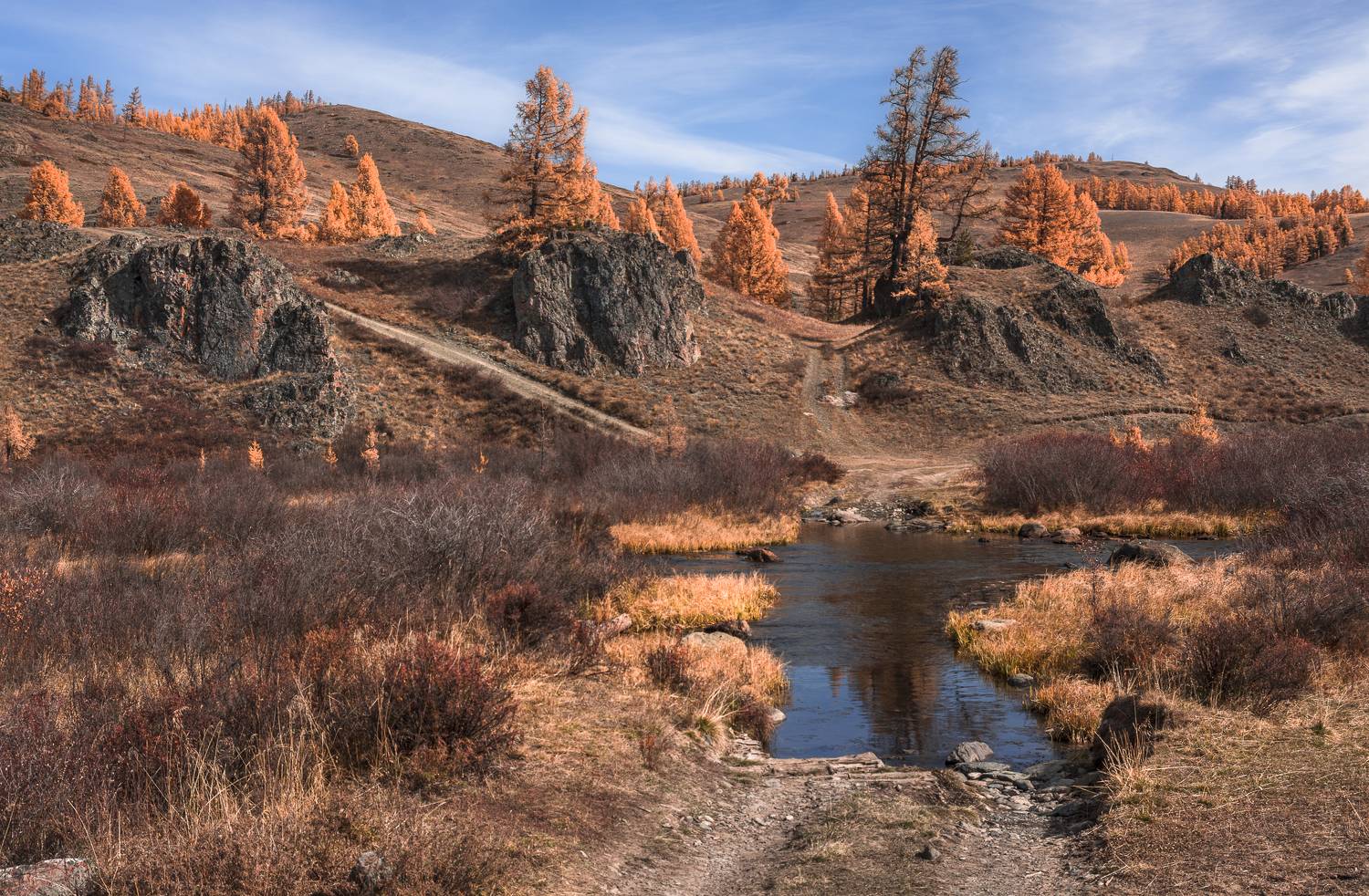 россия, горный алтай, речка, перекрёсток дорог, осень, Поляков Андрей