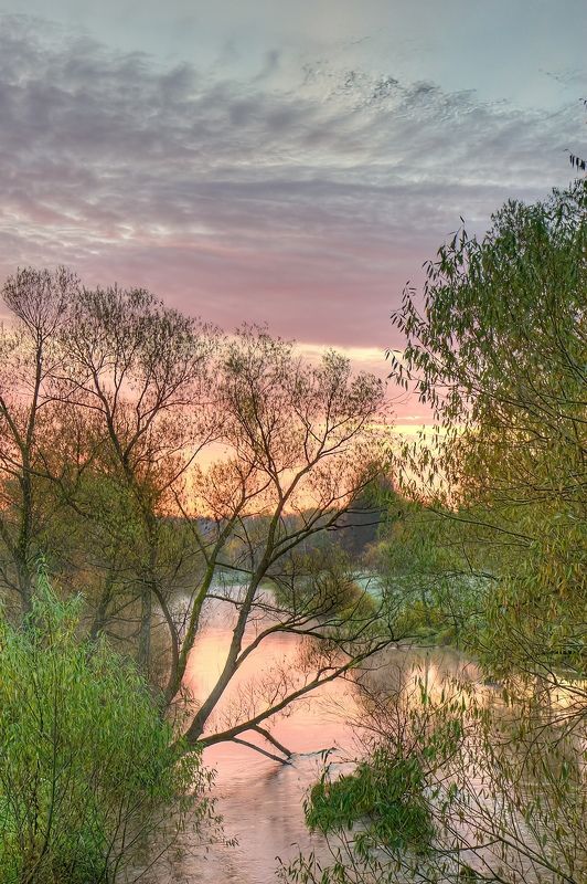 природа, река, рассвет, восход Когда еще все в мире спит фото превью