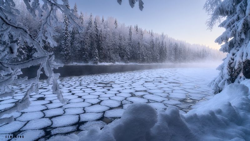 карелия, янисйоки, зима, север, лёд, снег. Чешуя фото превью