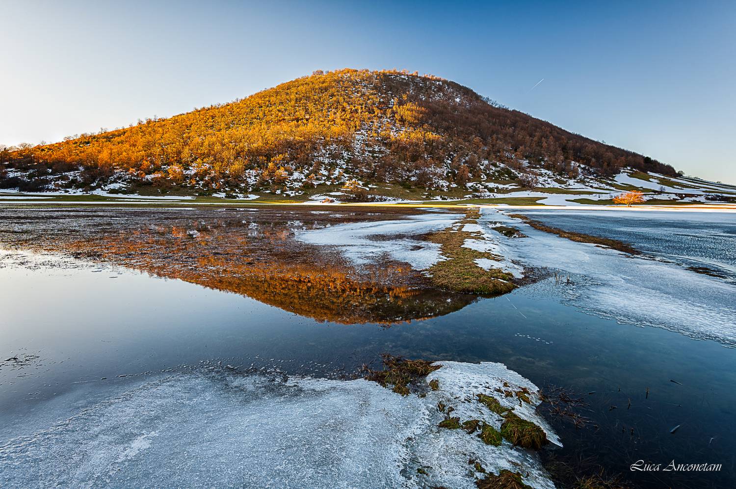 winter snow water stream lanscape hill, Anconetani Luca