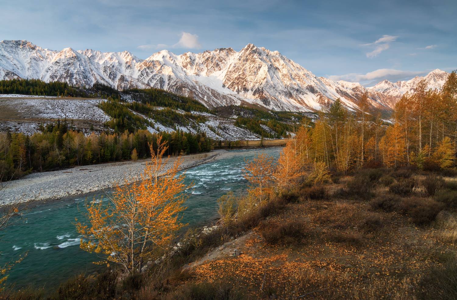 алтай, горный алтай, пейзажи алтая, кош-агачский район, горная река, золотая осень, горы, осенний алтай, горная тайга, Рубан Елена