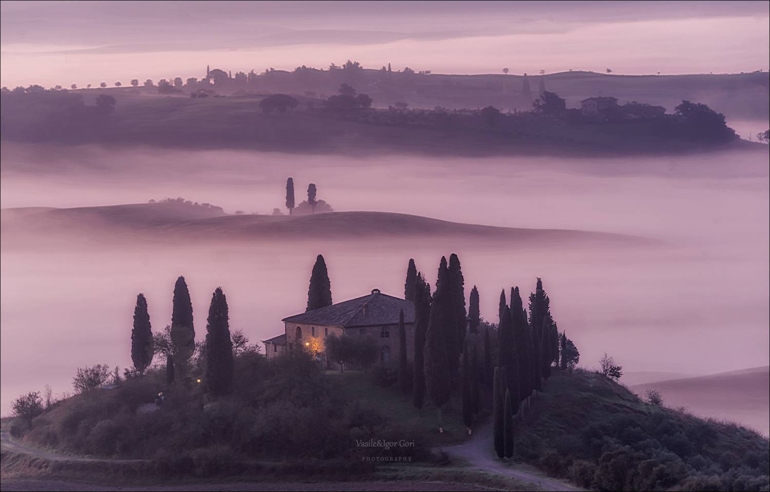 italy,san quirico d\'orcia,italia,италия,тоскана,pienza,кипарис,toscana,осень,tuscany,cipressi,belvedere,пьенца,тени,туман, Гори Василий