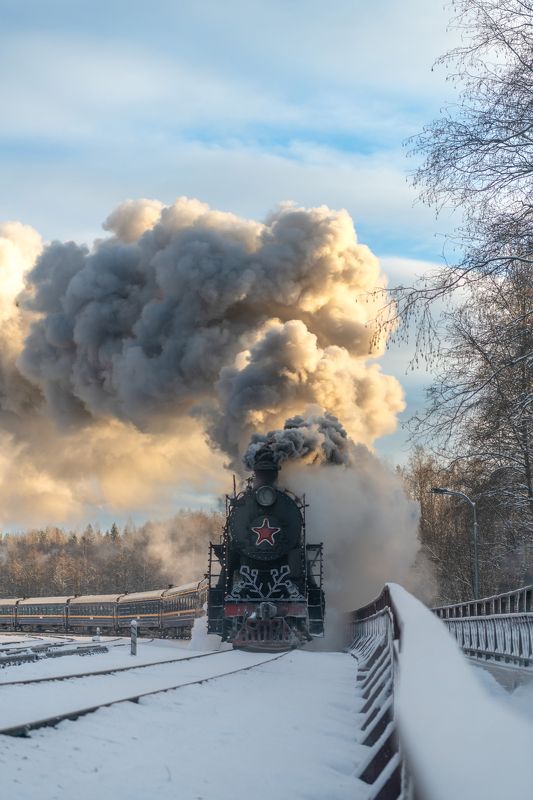 паровоз экспресс зима Рускеальский экспресс фото превью