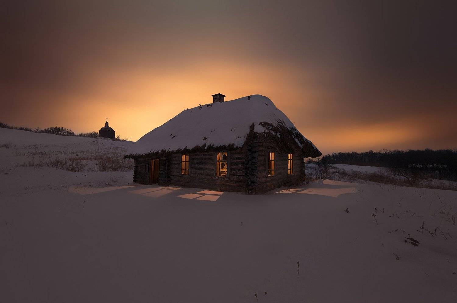 Зима, Ночь, Снег, Украина, Полюшко Сергей