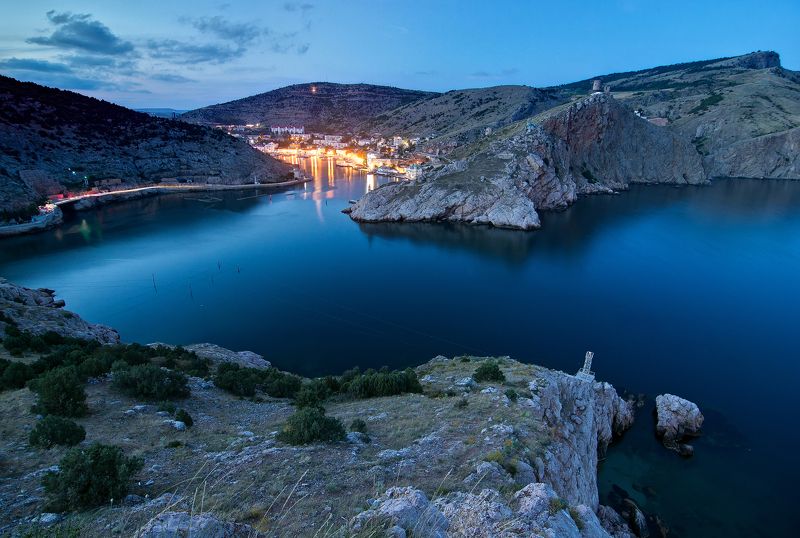 Крым, Балаклава, закат, ночь, пейзаж, море Балаклава фото превью