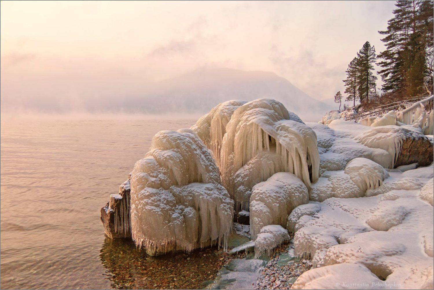 малая кобухта, телецкое озеро, телецкое, озеро, алтай, утро, мороз, Константин Белошапкин