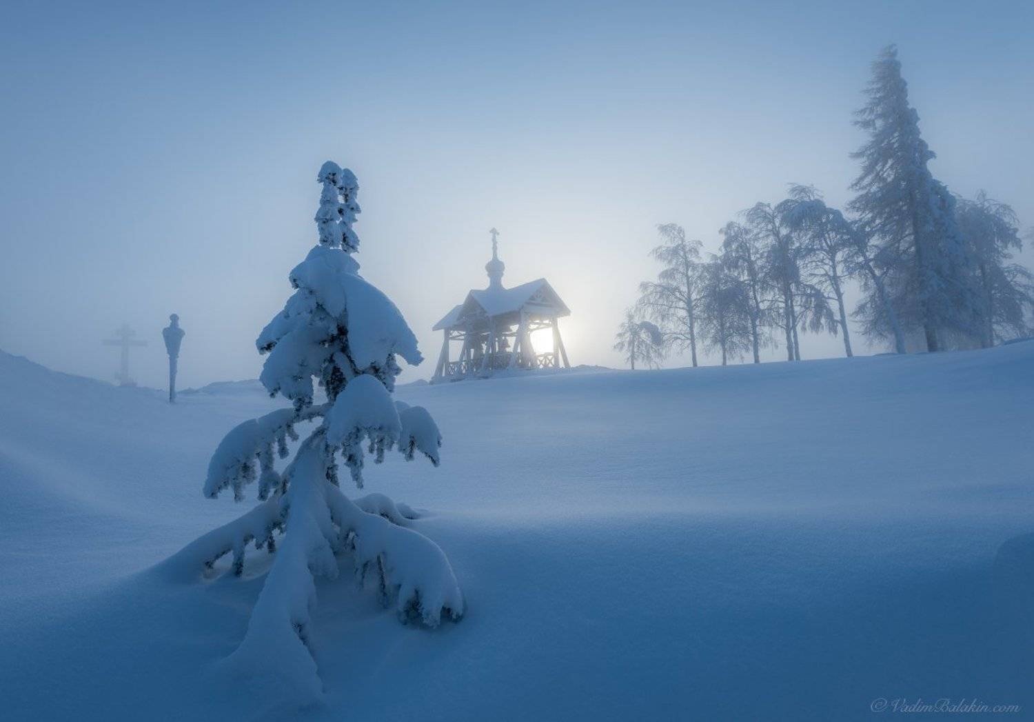 Белогорский монастырь, Зима, Зимний пейзаж, Мороз, Пейзаж, Пермский край, Русский пейзаж, Снег, Урал, Церковь, Часовня, Вадим Балакин