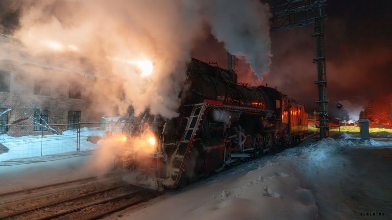 сортавала, зима, мороз, паровоз, депо Паровозная фото превью