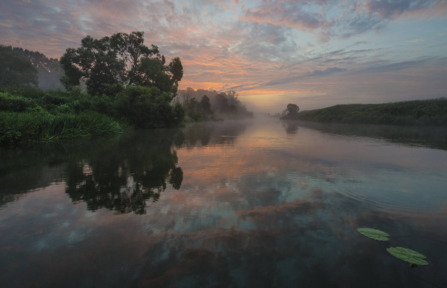 утро, рассвет, лето, якшино, река упа, Михаил Агеев