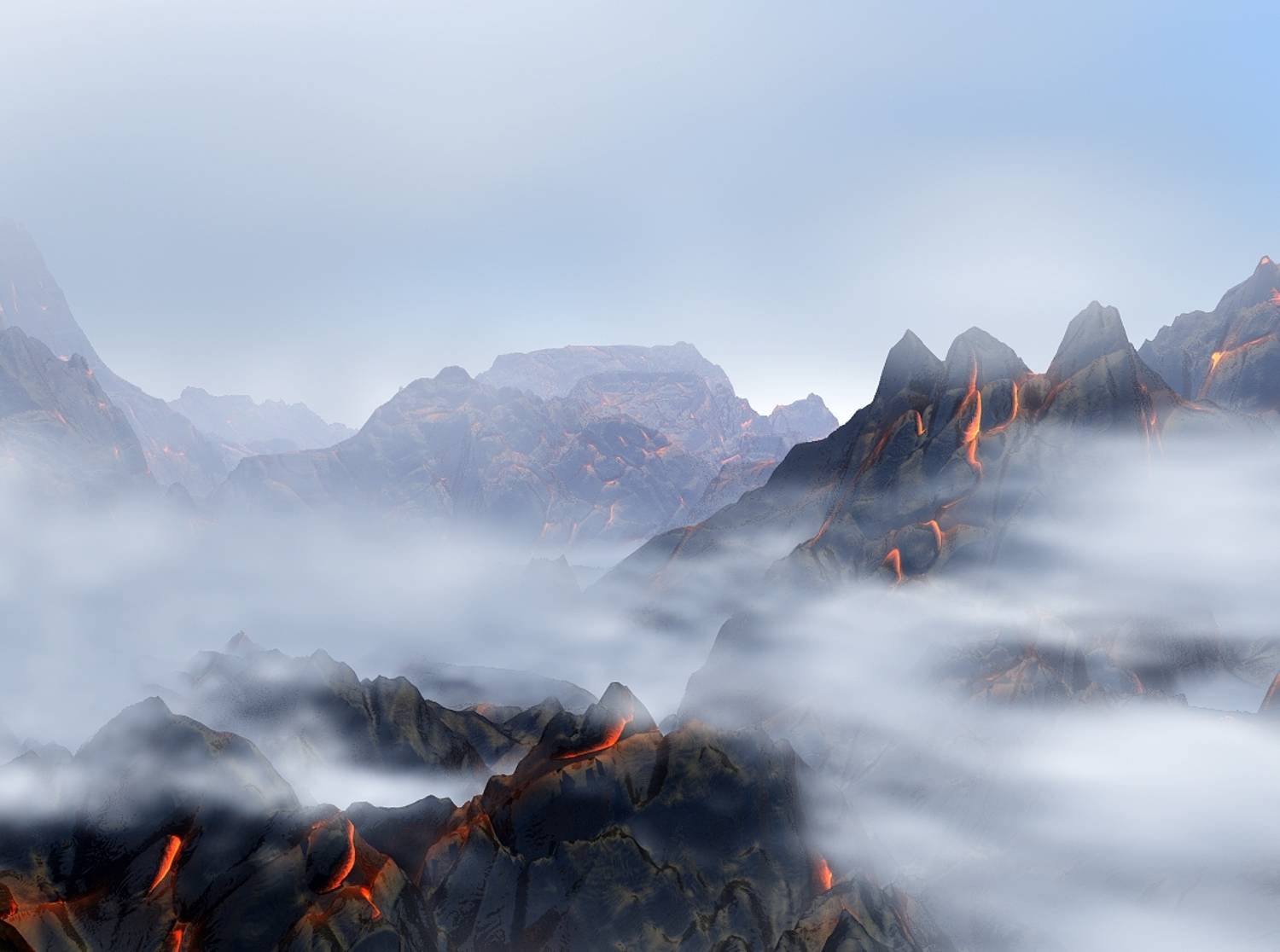 пейзаж, природа, лава, смог, небо, DX