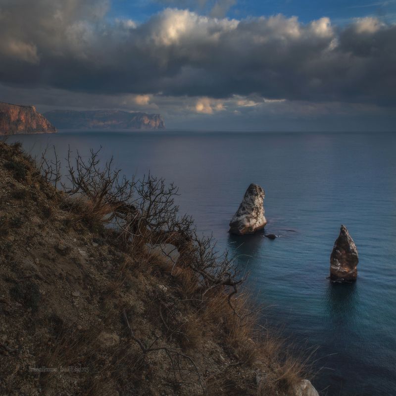 крым, севастополь, пейзаж, seascape, шторм, фиолент, crimea, landscape,  длинная выдержка, морской пейзаж Январский Фиолент фото превью