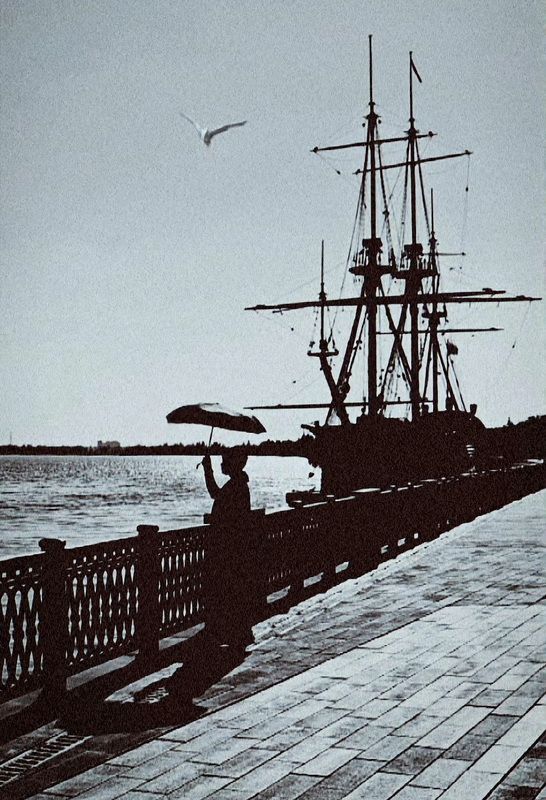 чб,воронеж,корабль,река,силуэт Странствие фото превью