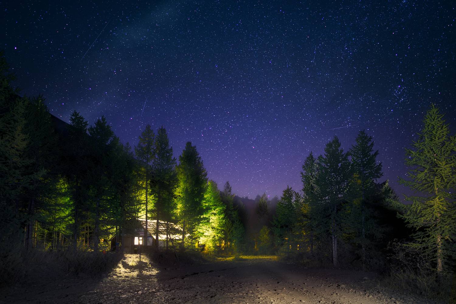 пейзаж, природа, ночь, звезды, свет, дом, горы, алтай, акту, северо-чуйский, хребет, Антипов Дмитрий
