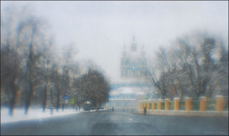 монокль, artрhoto, manuallens Зимний день. У Смольного. фото превью